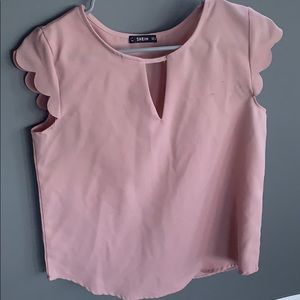 Blush scallop sleeved blouse